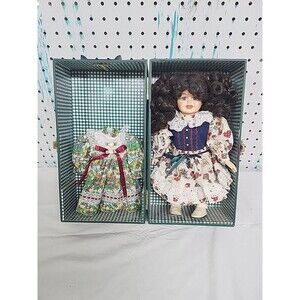 Lasting Impressions Companion Collec Porcelain DOLL & Wardrobe Case 2 dresses